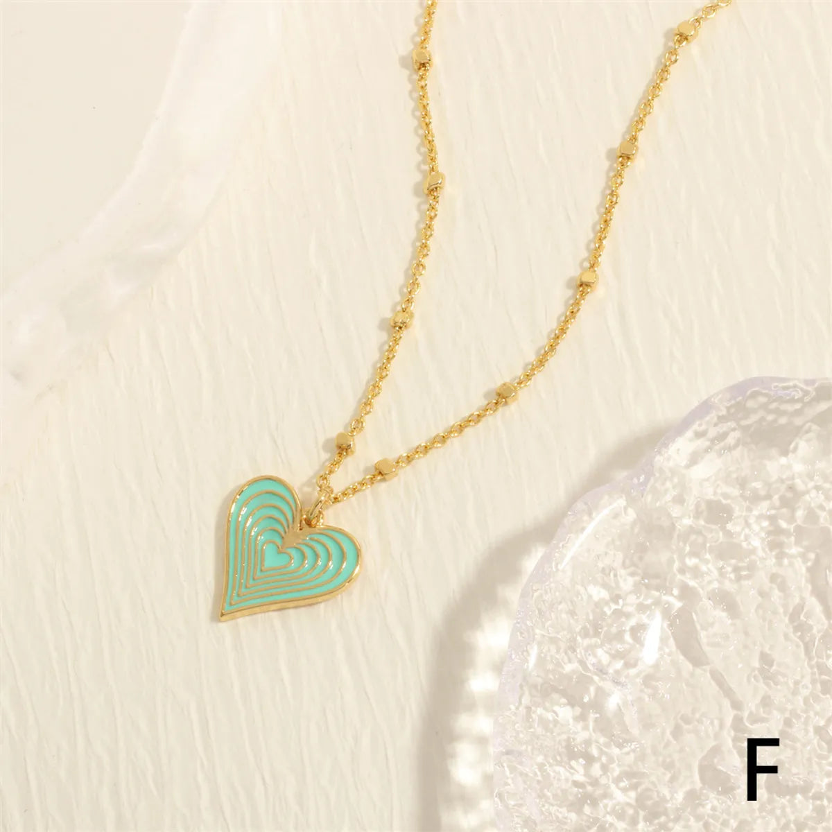 Simple Style Heart Shape Copper Enamel Plating 18k Gold Plated Pendant Necklace