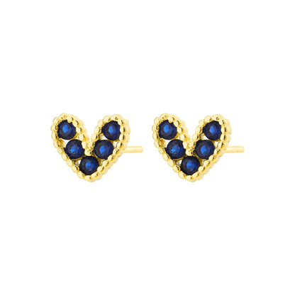 Simple Style Heart Shape Copper Inlay Zircon Ear Studs 1 Pair