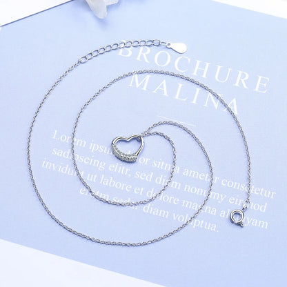 Simple Style Heart Shape Copper Inlay Zircon Pendant Necklace