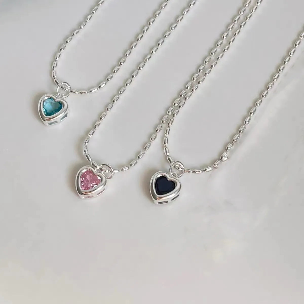 Simple Style Heart Shape Copper Necklace Plating Glass Stainless Steel Necklaces