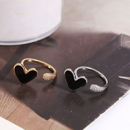 Simple Style Heart Shape Copper Open Rings