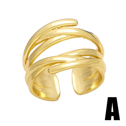 Simple Style Heart Shape Copper Plating 18k Gold Plated Open Rings