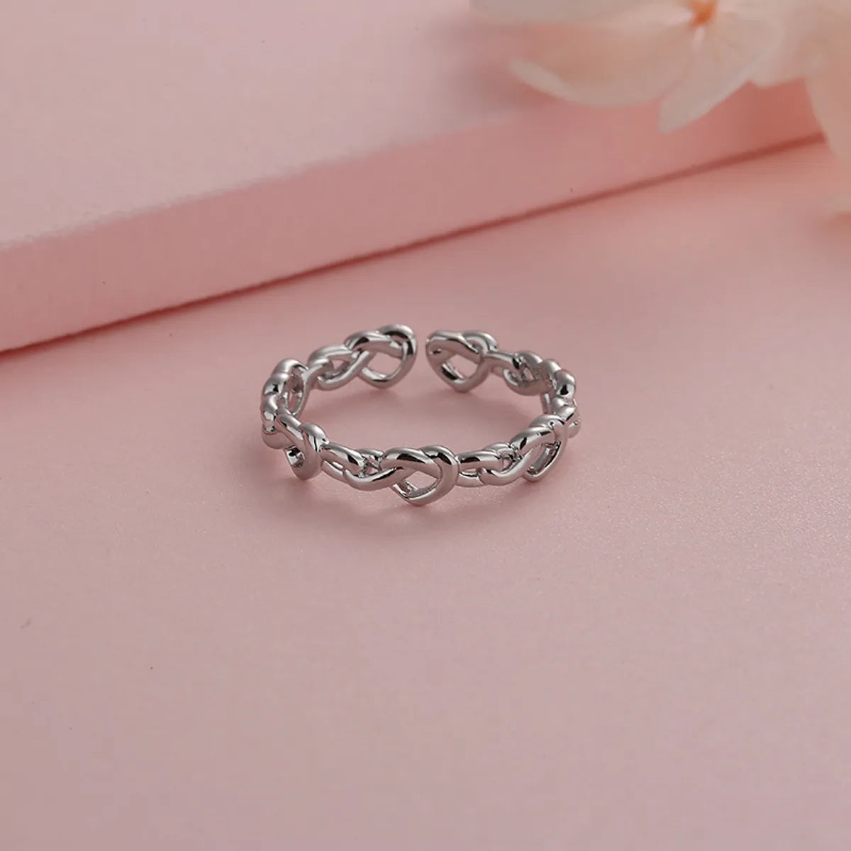 Simple Style Heart Shape Copper Plating Hollow Out Open Ring