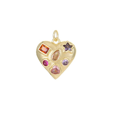 Simple Style Heart Shape Copper Plating Inlay Artificial Gemstones Charms