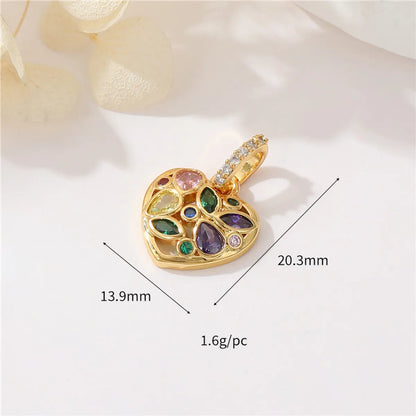 Simple Style Heart Shape Copper Plating Inlay Artificial Gemstones Charms