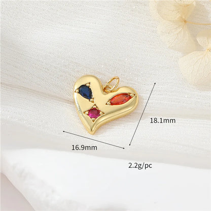 Simple Style Heart Shape Copper Plating Inlay Artificial Gemstones Charms