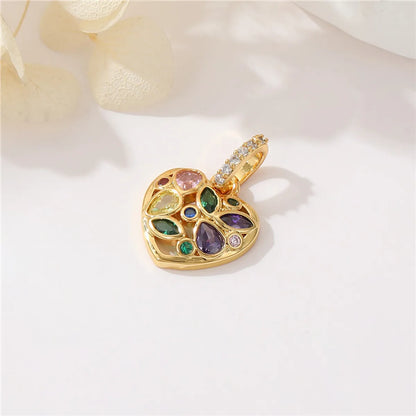 Simple Style Heart Shape Copper Plating Inlay Artificial Gemstones Charms