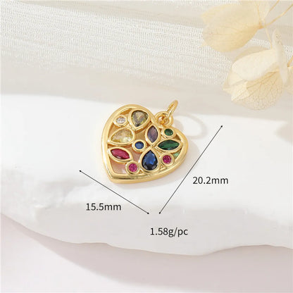 Simple Style Heart Shape Copper Plating Inlay Artificial Gemstones Charms