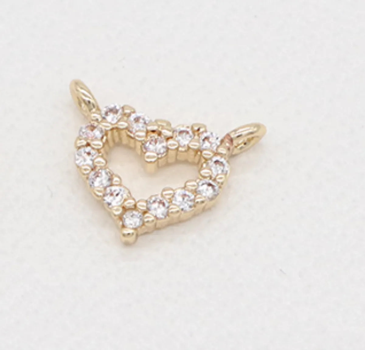 Simple Style Heart Shape Copper Plating Inlay Zircon 14k Gold Plated Charms Jewelry Accessories