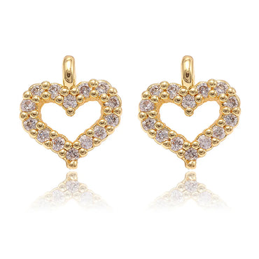 Simple Style Heart Shape Copper Plating Inlay Zircon 14k Gold Plated Charms Jewelry Accessories