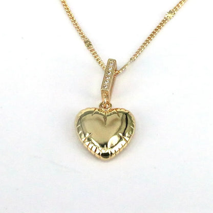 Simple Style Heart Shape Copper Plating Inlay Zircon 18k Gold Plated Pendant Necklace