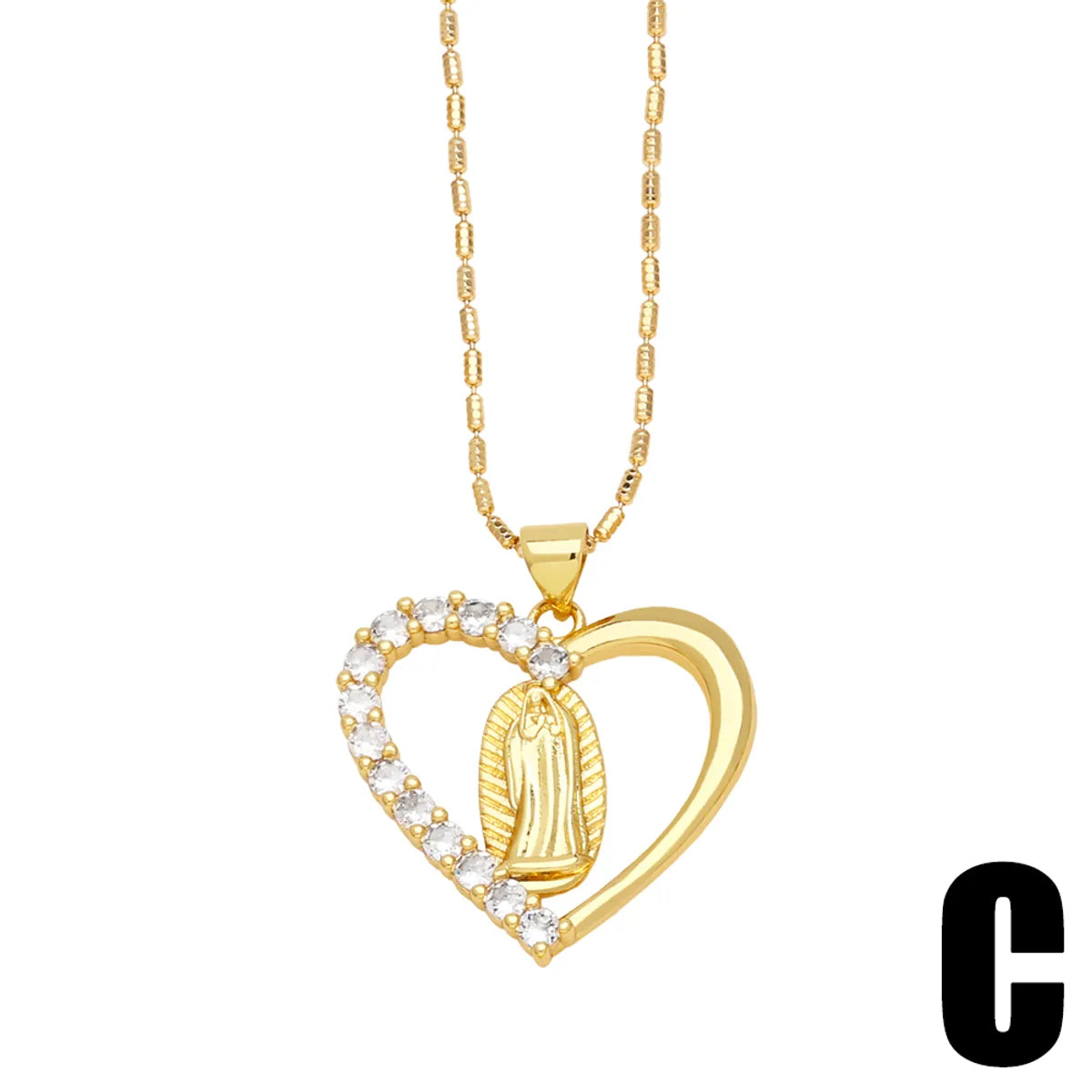 Simple Style Heart Shape Copper Plating Inlay Zircon 18k Gold Plated Pendant Necklace