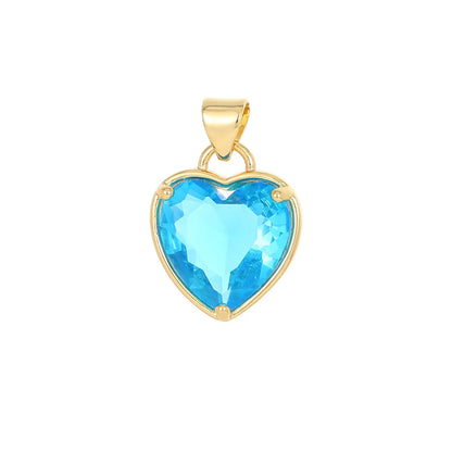 Simple Style Heart Shape Copper Plating Inlay Zircon Charms Jewelry Accessories