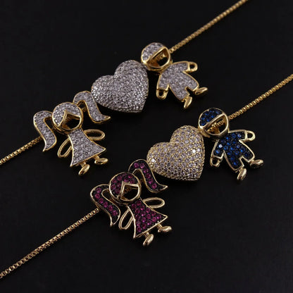 Simple Style Heart Shape Copper Plating Inlay Zircon Gold Plated Pendant Necklace