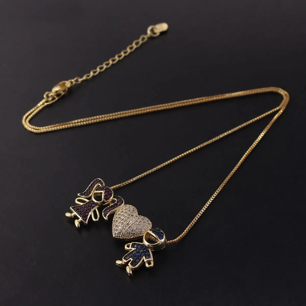 Simple Style Heart Shape Copper Plating Inlay Zircon Gold Plated Pendant Necklace