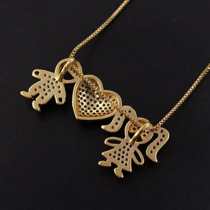 Simple Style Heart Shape Copper Plating Inlay Zircon Gold Plated Pendant Necklace