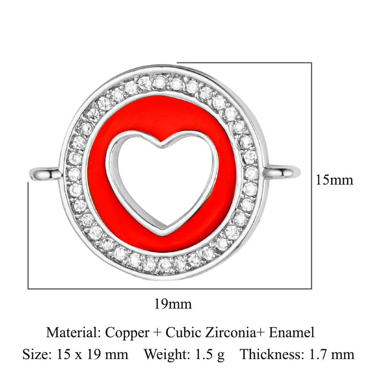 1 Piece Copper Zircon 18K Gold Plated Heart Shape