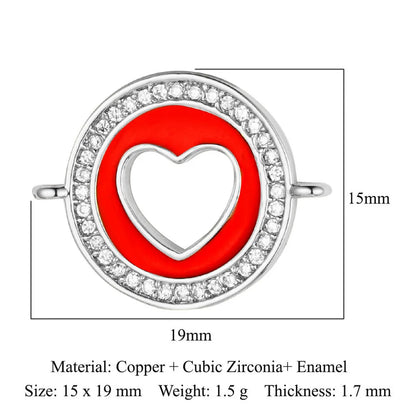 1 Piece Copper Zircon 18K Gold Plated Heart Shape