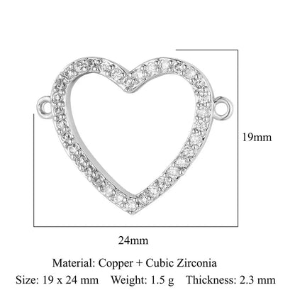 1 Piece Copper Zircon 18K Gold Plated Heart Shape