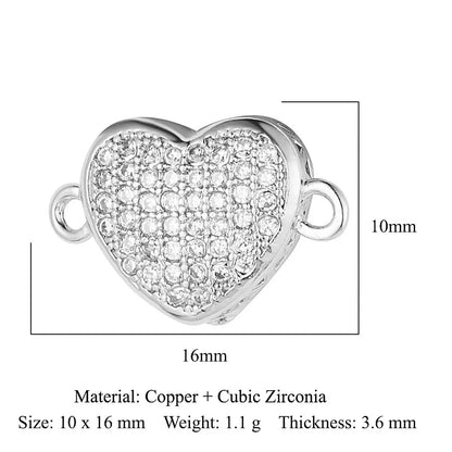 1 Piece Copper Zircon 18K Gold Plated Heart Shape