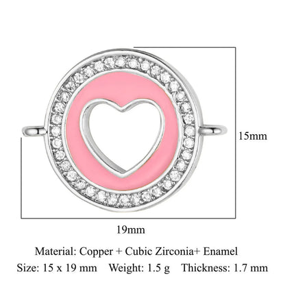 1 Piece Copper Zircon 18K Gold Plated Heart Shape