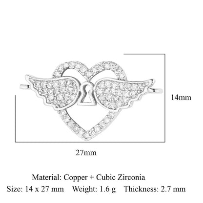 1 Piece Copper Zircon 18K Gold Plated Heart Shape