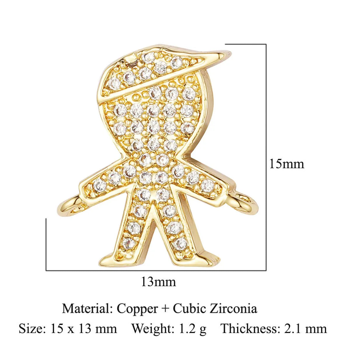 1 Piece Copper Zircon 18K Gold Plated Heart Shape