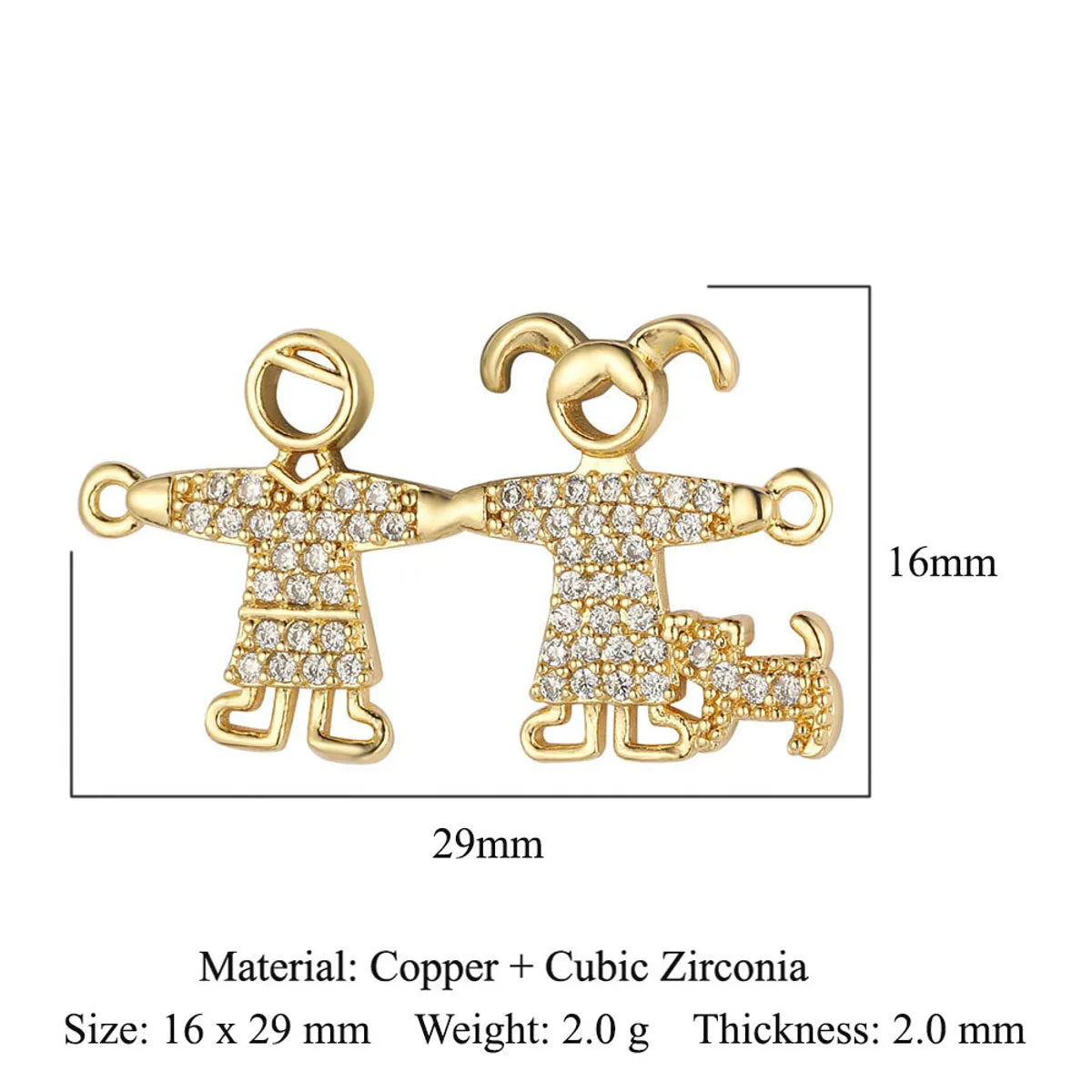 1 Piece Copper Zircon 18K Gold Plated Heart Shape