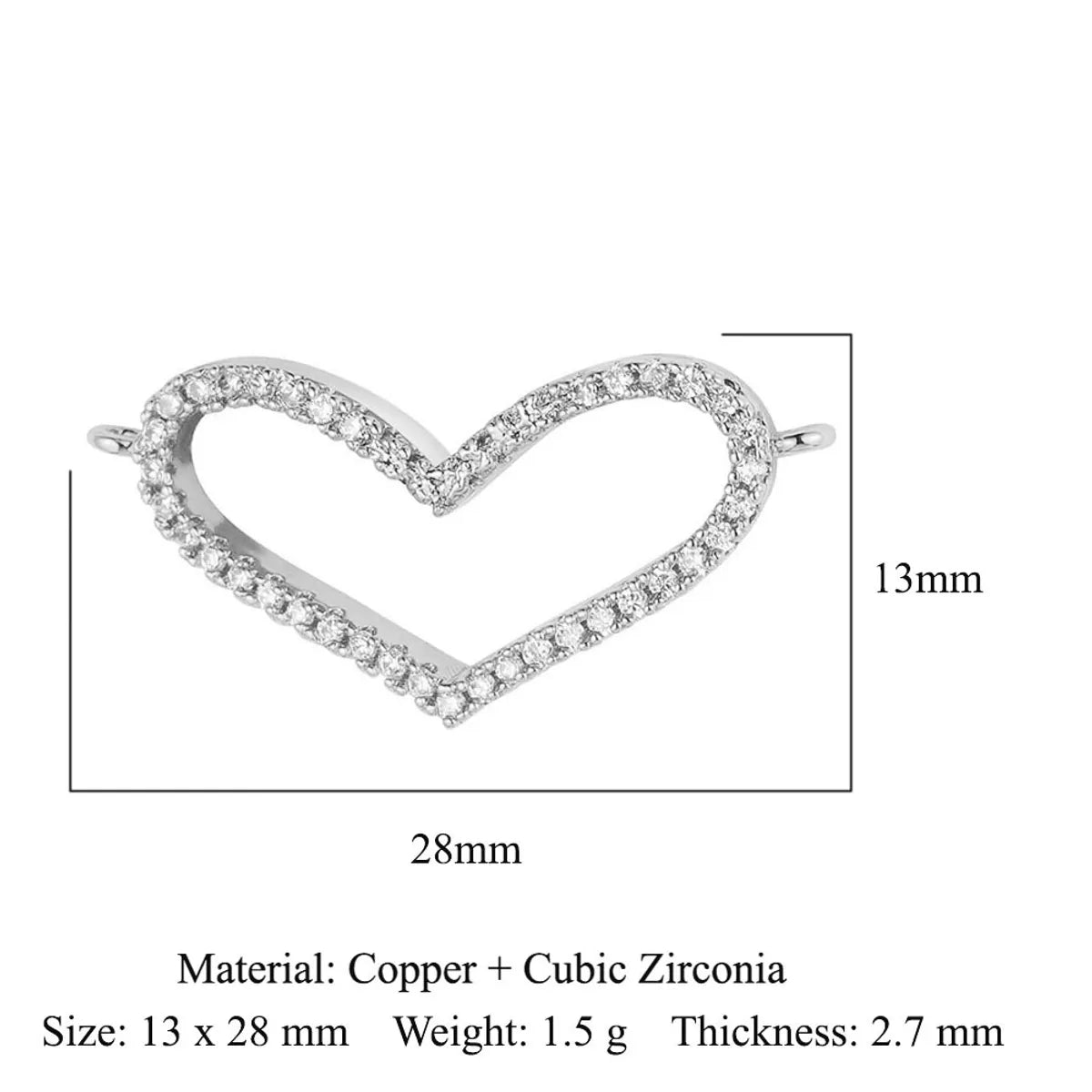 1 Piece Copper Zircon 18K Gold Plated Heart Shape