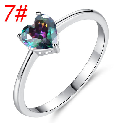 Simple Style Heart Shape Copper Plating Inlay Zircon White Gold Plated Rings