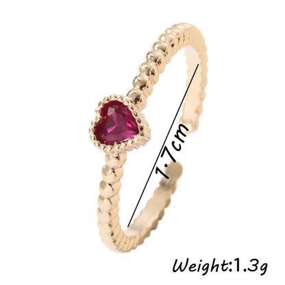 Simple Style Heart Shape Copper Plating Zircon Open Ring