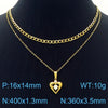 Wholesale Jewelry Simple Style Heart Shape Crown Stainless Steel Titanium Steel Zircon 18K Gold Plated Hollow Out Inlay Double Layer Necklaces