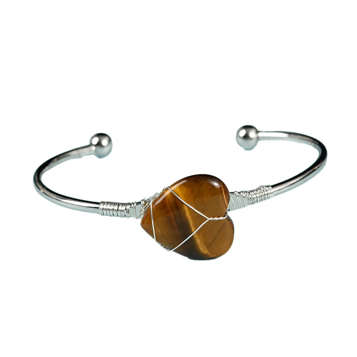 Simple Style Heart Shape Crystal Bangle