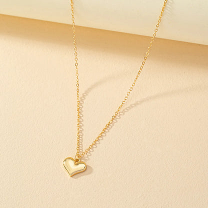 Simple Style Heart Shape Ferroalloy Plating 14k Gold Plated Women's Pendant Necklace