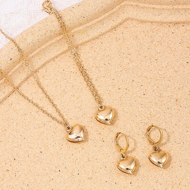 Simple Style Heart Shape Ferroalloy Women's Jewelry Set