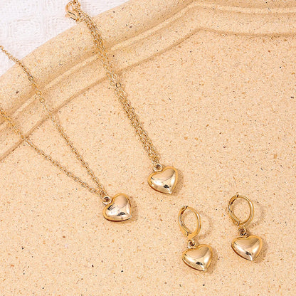 Simple Style Heart Shape Ferroalloy Women's Jewelry Set