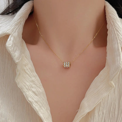 Simple Style Heart Shape Fish Tail Titanium Steel Plating Inlay Zircon Gold Plated Necklace