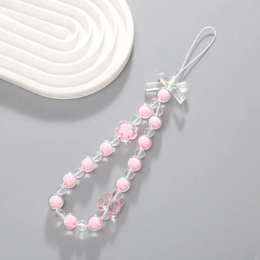 Simple Style Heart Shape Flower Bow Knot Beaded Mobile Phone Chain