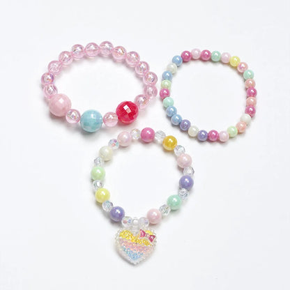 Simple Style Heart Shape Flower Plastic Beaded Girl's Bracelets