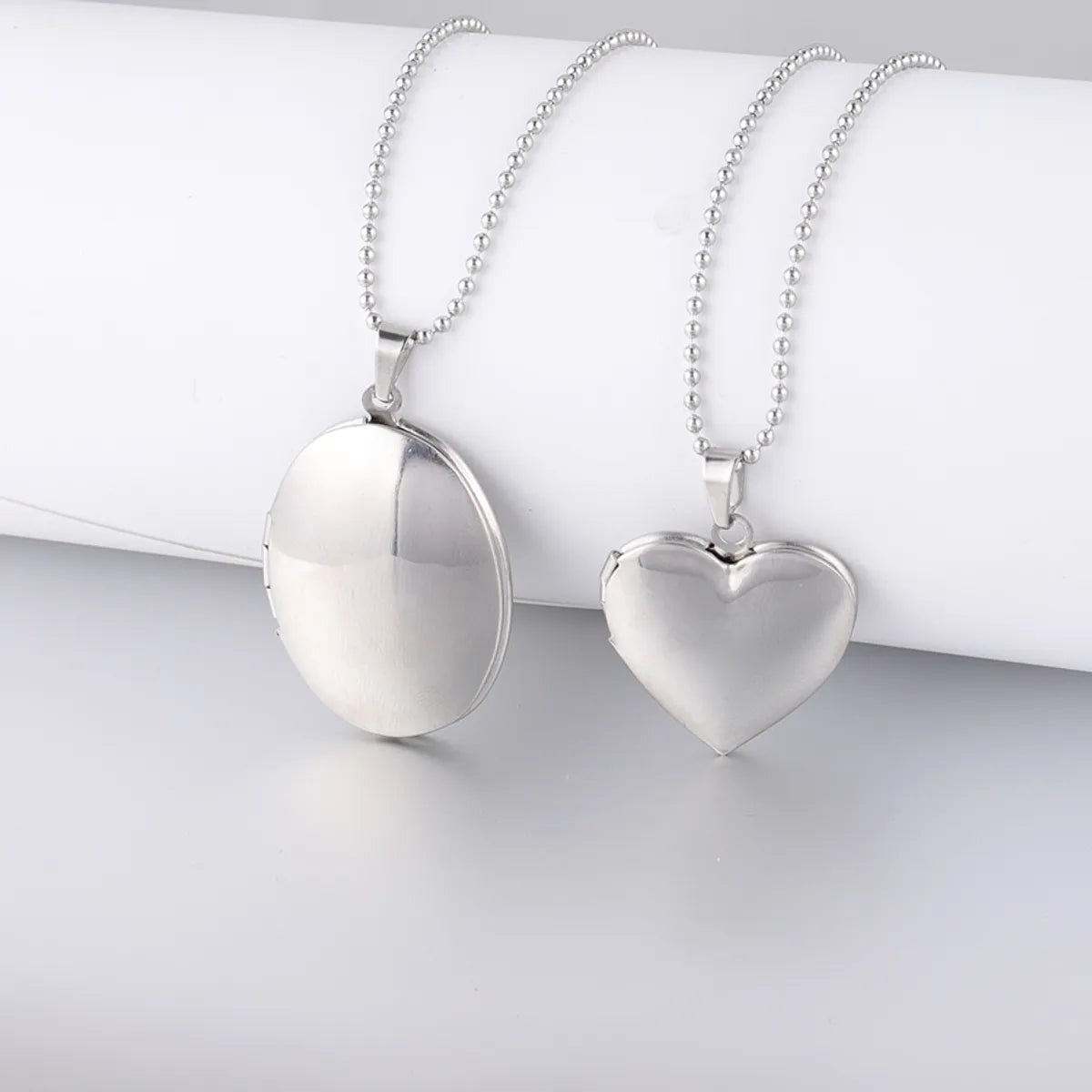 Simple Style Heart Shape Flower Rectangle Titanium Steel Polishing Plating Pendant Necklace