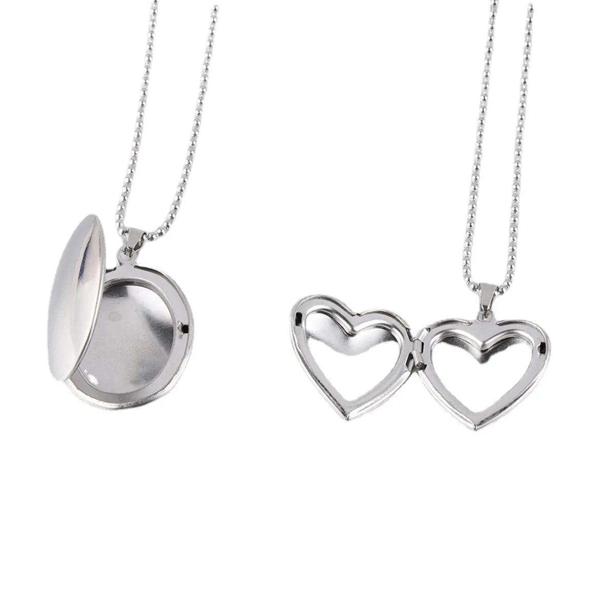 Simple Style Heart Shape Flower Rectangle Titanium Steel Polishing Plating Pendant Necklace