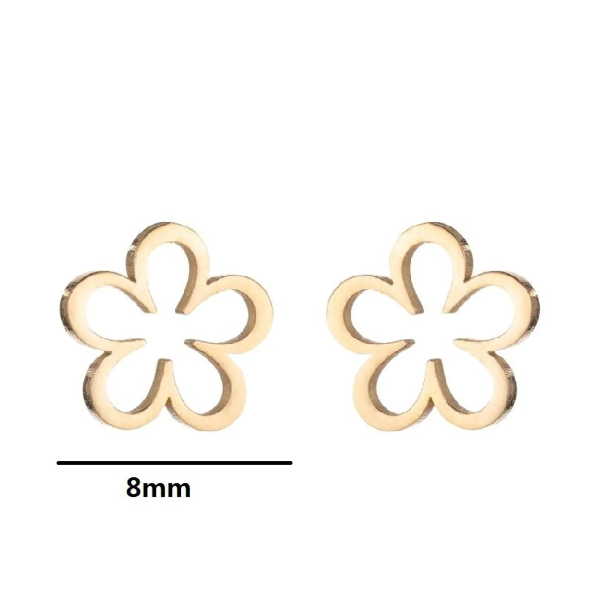 Simple Style Heart Shape Flower Stainless Steel Ear Studs 1 Pair