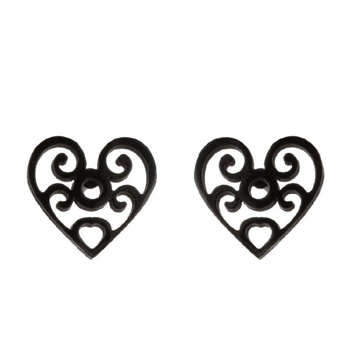 Simple Style Heart Shape Flower Stainless Steel Ear Studs 1 Pair