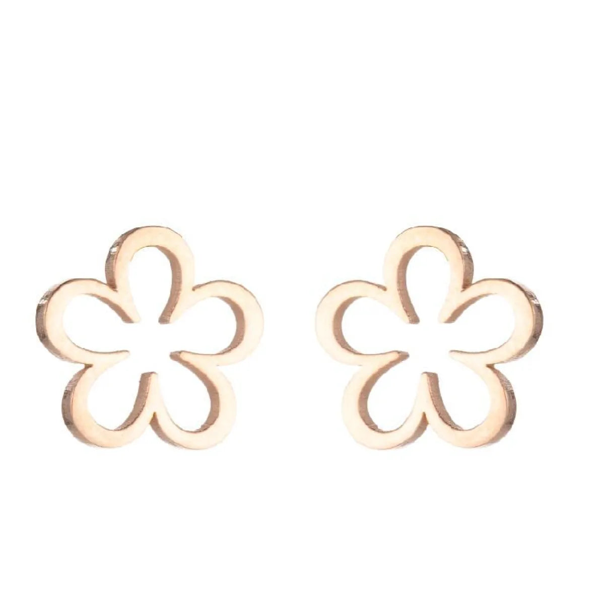 Simple Style Heart Shape Flower Stainless Steel Ear Studs 1 Pair