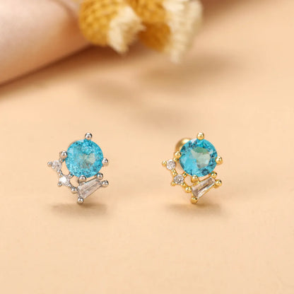 Simple Style Heart Shape Flower Stainless Steel Plating Inlay Zircon Ear Studs 1 Piece