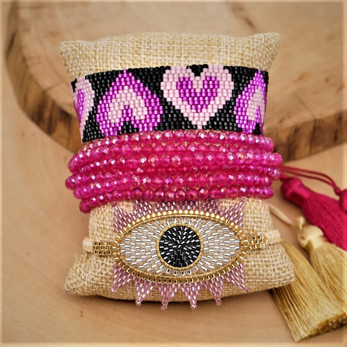 Simple Style Heart Shape Glass Seed Bead Patchwork Women's Bracelets