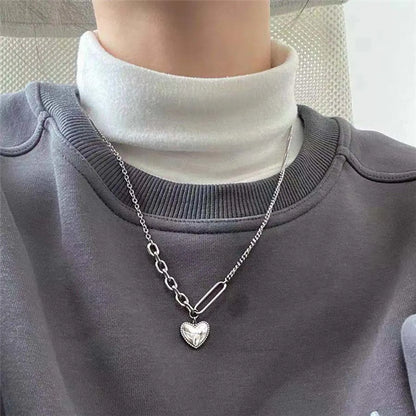 Wholesale Jewelry Simple Style Heart Shape Imitation Pearl Zircon Inlay Pendant Necklace