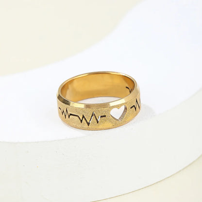 Simple Style Heart Shape Lightning Stainless Steel 14K Gold Plated Unisex Rings