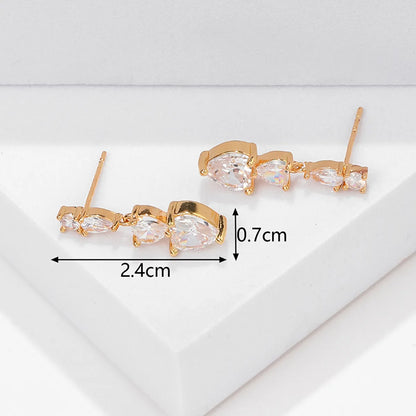 1 Pair Simple Style Heart Shape Plating Inlay Metal Zircon Gold Plated Silver Plated Drop Earrings