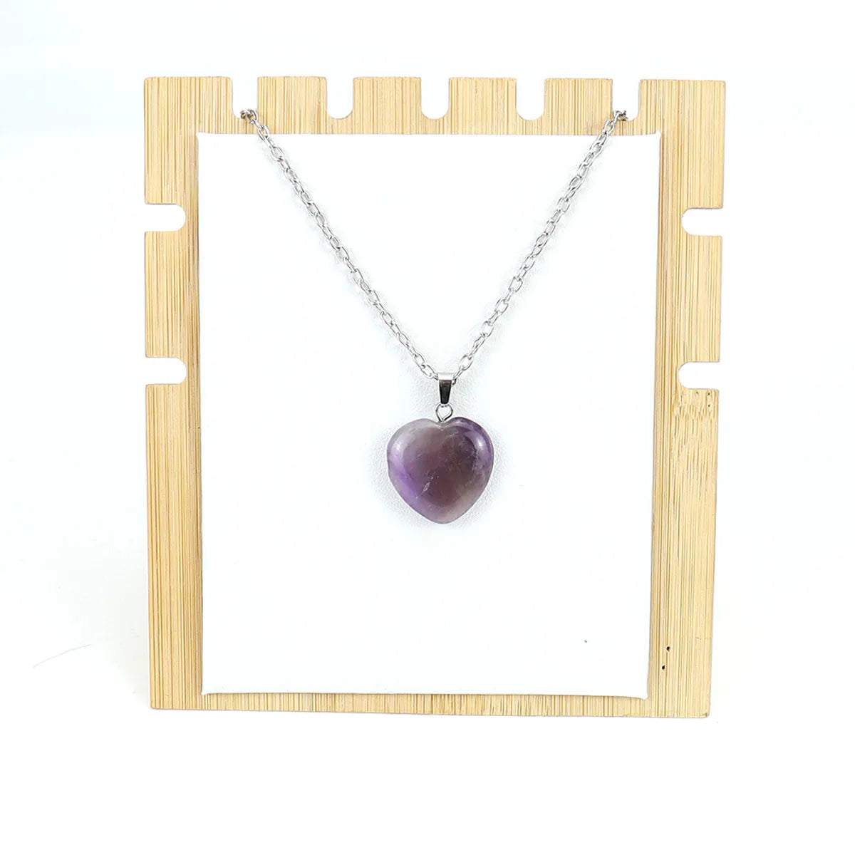 Simple Style Heart Shape Natural Stone Ferroalloy Knitting Pendant Necklace